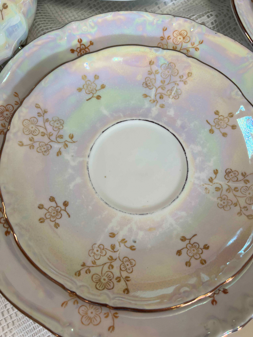 Чайный сервиз "Роза" Kahla GDR. Фарфор, перламутр, деколь, золото. Цена за 21пр. Картинка 5